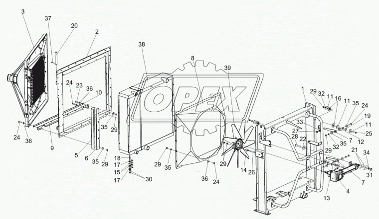 Б800К.1301.0000 Блок радиаторов Комбайн КВК-800 (дв.Д-280.IS2-042) Композит