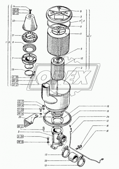 62-12002.00 Воздухоочиститель Т-150; в сборе ХТЗ