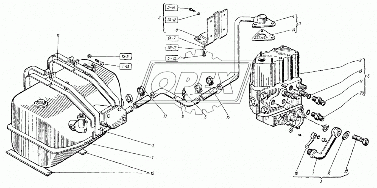 151.57.032-8 Бак гидравлической системы в сборе; н/о ХТЗ