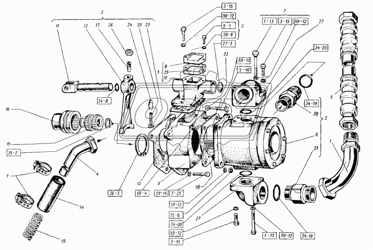125.57.175 Фитинг Штуцер Рнаруж=М36х1,5/М39х1,5 К=41 L=75 насоса ХТЗ