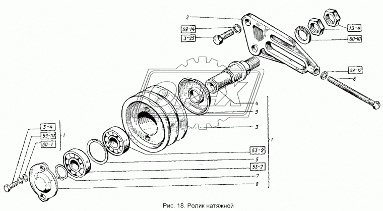 60-13014.40 Ролик натяжной ф120 h=52 в сборе с/и ремня вентил. (Т-150) ХТЗ
