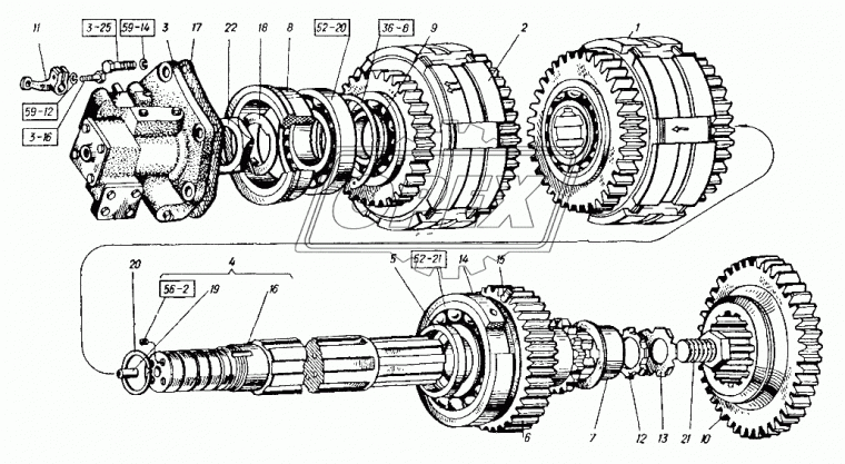 150.37.420-1 Гайка ГОСТ-5916 М52х1,5; h=15 К=70 вторичного вала ХТЗ