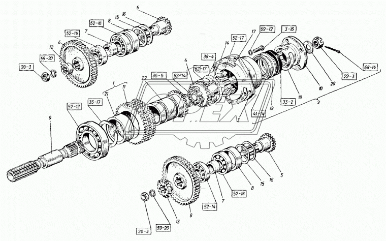 151.37.376-1 Вал привода ВОМ (короткий) ХТЗ