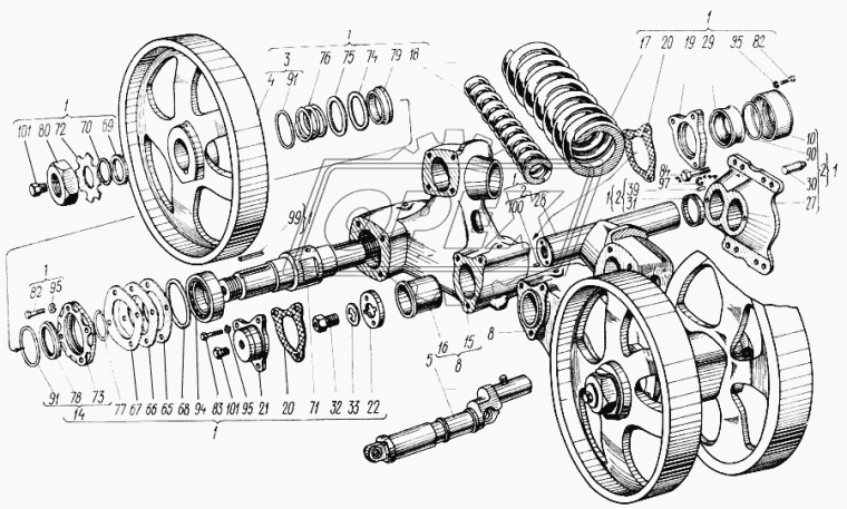 150.31.127Б Цапфа ф60 L=280; 1отв.М30х2 каретки Т-150