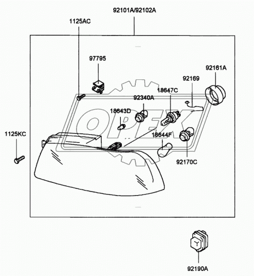 92191-35000 Пистон крепления фары передней Hyundai Hyundai
