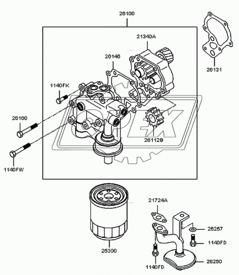 26100-41700 Насос масляный HYUNDAI HD65,72,78,County дв.D4AL Hyundai
