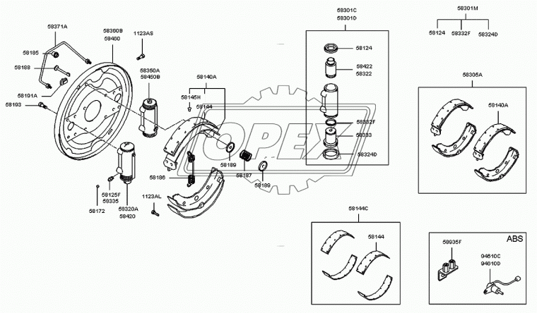 58186-45000 Пружина С/И ф9х16 L=215; 26 витков, Dвитка=3,5 двойная тормозной колодки HD72 Korea Parts
