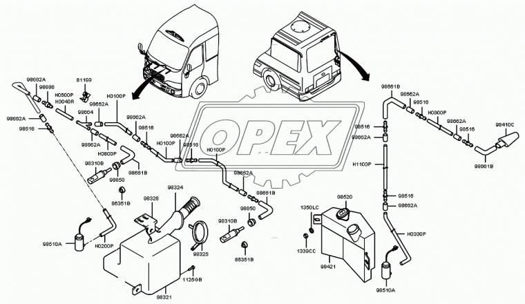98370-5A000 Моторчик омывателя 24V 2клеммы County/HD Korea Parts