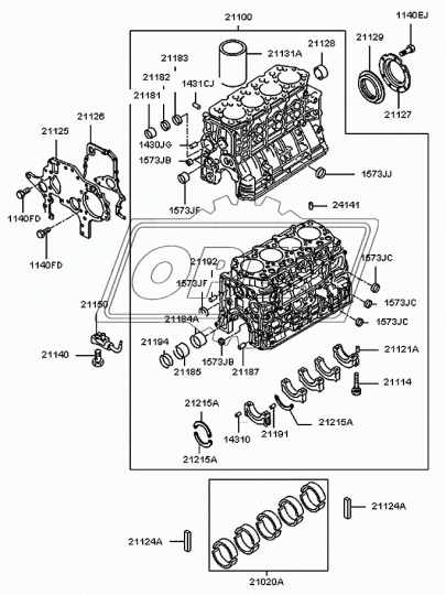 21126-45001 Прокладка С/Ф; 1отв.ф65/17отв.ф9/1отв.ф13, передней крышки блока D4DB/DD County/HD72,78 Korea Parts