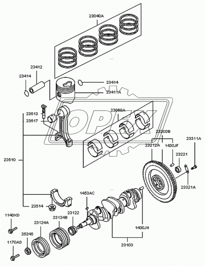 23513-41000 Болт С/И М12х85х1,25 Р=30 с насечками , плоск.головка с 2-я лысками, крепления шатуна D4AL HD72 Hyundai