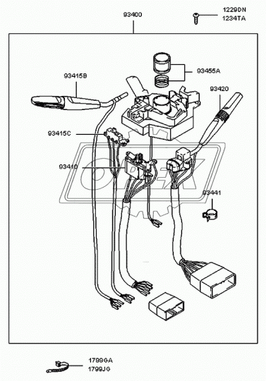 93420-4B200 Переключатель L=44; 3 плоских клеммы указателя поворота Porter Hyundai