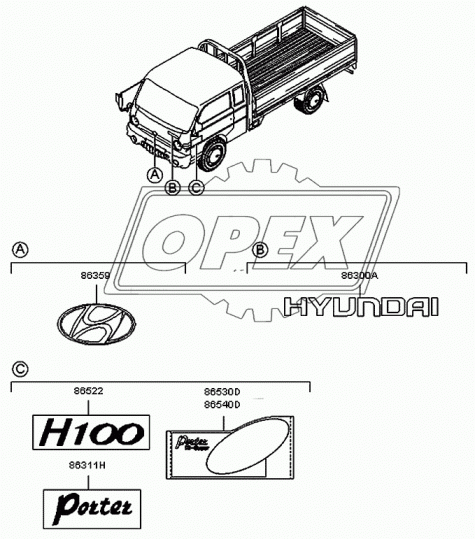 86311-4B000 Эмблема Porter Hyundai