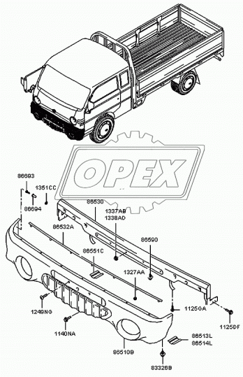86510-4B010 Бампер (накладка) передний Hyundai Porter Korea Parts