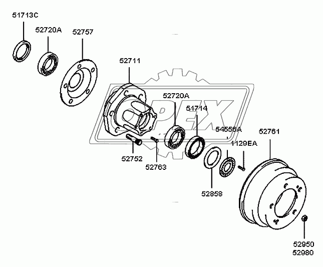 52820-4B100 Сальник ступицы задней наружный (39х76.5х10.5/14) Hyundai Porter Korea Parts