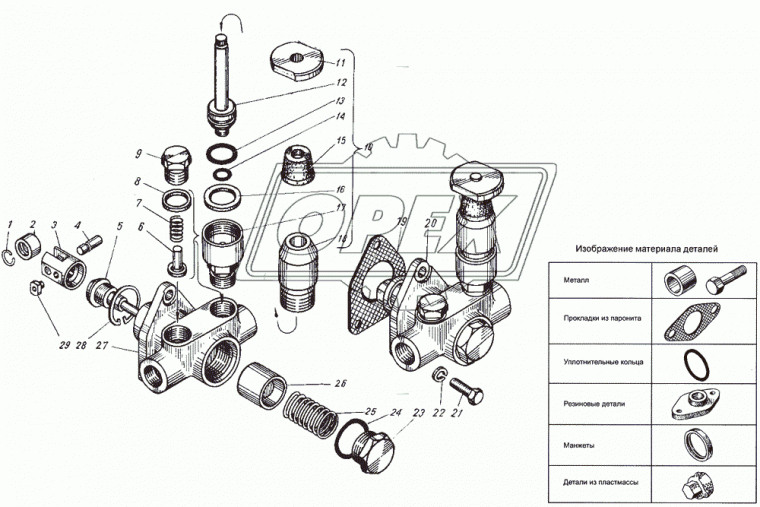 240-1106285 Прокладка С/Ф; 70х55; фвнутр=30; 3отв.ф6, корпуса ТННД