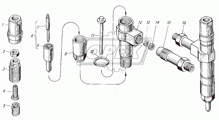 236-1112143-Б Гайка С/И пружины форсунки ЯМЗ-236,238 ЯЗДА