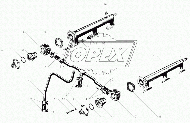 236-1306080-А2 Трубка (сталь) ф22; без наконеч. L=670 С/И в сборе перепускная; охлаждения двигателя ЯМЗ