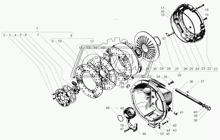 181.1601130-10 Диск сцепления ведомый дв.ЯМЗ-236М2 под КПП-2361 с усиленным валом (Урал-43206) (ступица 184) ЯМЗ