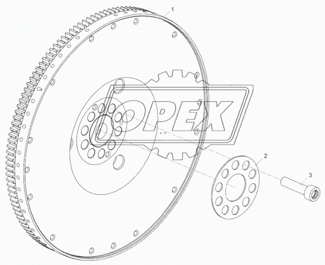 5340.1005115 Маховик ЯМЗ-534, 5344 ф400 z=133 h=55; 10отв.ф15; в сборе с подшипником ЯМЗ
