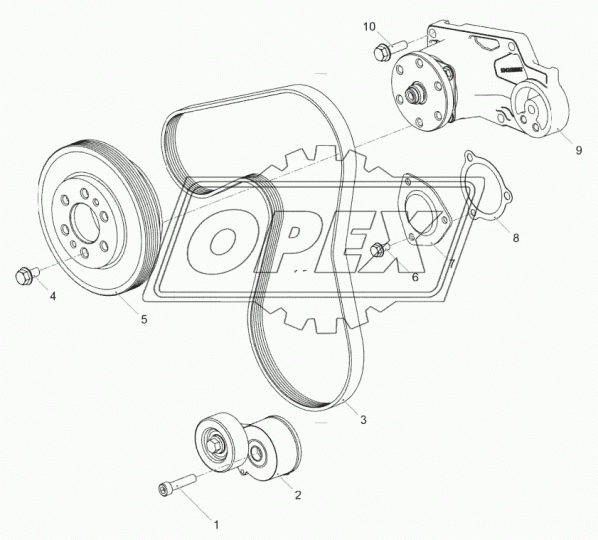 5343.1308025-10 Шкив под болт ф140/ф190, h=68; 6отв.ф11 под 2 поликлин.ремня, привода вентилятора ЯМЗ
