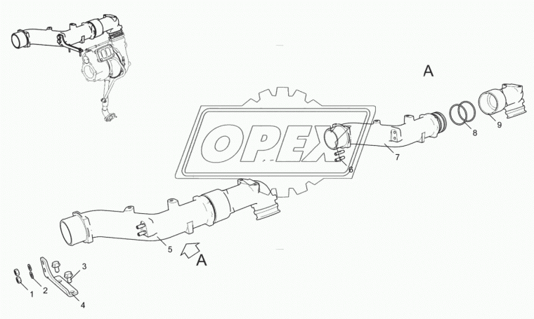 536.1115283-10 Патрубок (силумин) ф67 L=350; 1xd=75/1xd=85 задний ЯМЗ