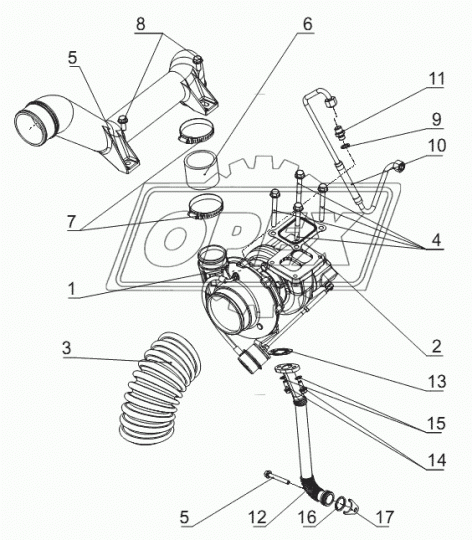 651.1115280 Патрубок (алюм.) подвода воздуха к ОНВ ЯМЗ