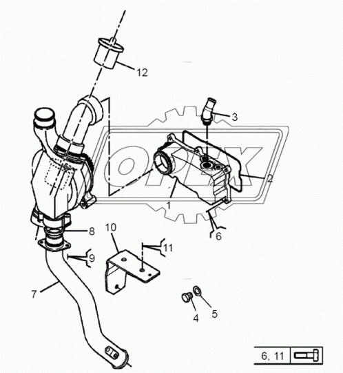 650.1303060 Трубка (сталь) ф50 L=500; 1 ромбич.фланец 2отв.ф10 подводящая водяного насоса в сборе ЯМЗ