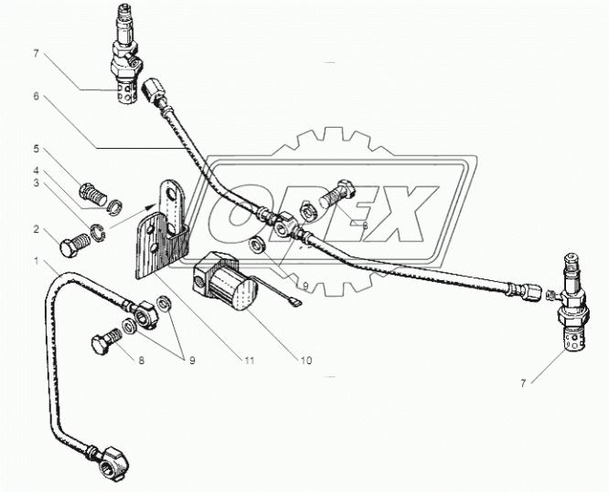 236-1022826-Г Трубка (РТИ) ф9; L=250; под 2 штуцера ф10, топл.от ТНВД к электромагн. клапану ЯМЗ