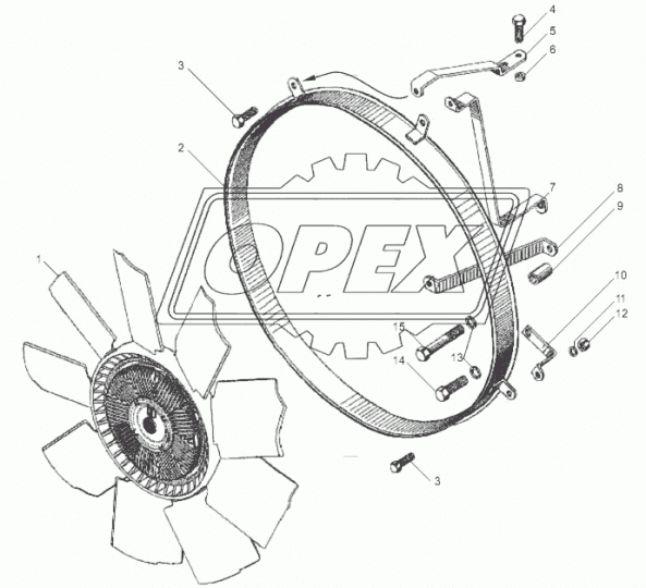 8.8885 Вискомуфта вентилятора с крыльчаткой (ф600 мм - 9 лопастей); ЯМЗ 7601.10, 656.10, 236НЕ2-24; BorgWarner в сборе ЯМЗ