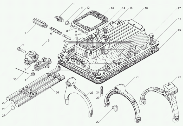 239.1702122-01 Прокладка прямоуг. 125х160; 9отв.ф9, опоры рычага КПП ЯМЗ
