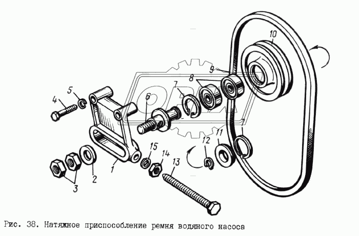 840.1307155 Натяжное устройство насоса dшкива=120 h=50 1ручей 2отв.ф10 дв. ЯМЗ-8401 ЯМЗ