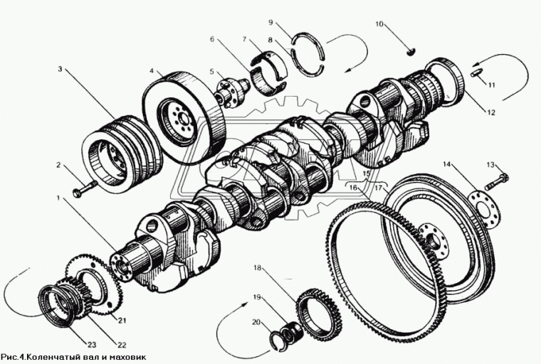 850.1005061 Шкив коленвала 4руч. ф45х240 h=100 8отв.ф15 4руч.