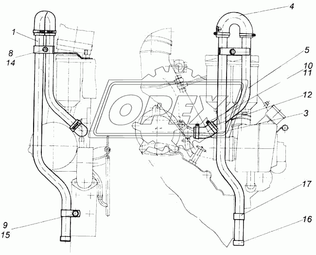 43114-1014151 Трубка (алюм.) ф30; без наконеч. L=500 отвода газов