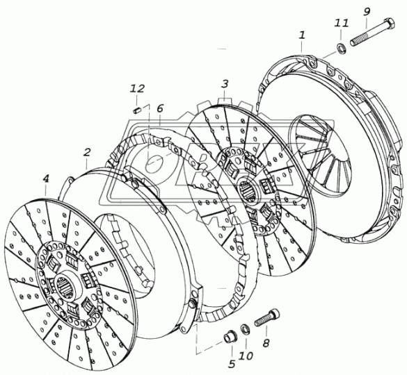 17.1601130 Диск сцепления ф380; шлиц=10; фшлица=4х6; фступ=42/34 ведомый универсальный под 152 КПП КАМАЗ