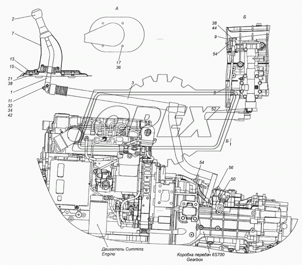 43255-1703325-50 Тяга КПП КАМАЗ (с двигателем Cummins) КАМАЗ-УВК