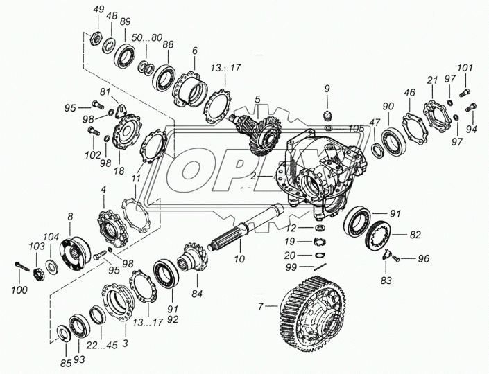 43253-2402010-20 Редуктор ЗМ i=7.22 z=50/12 без БМКД кругл.фланец,торц.шлицы (20шлицов); не поставл. КАМАЗ