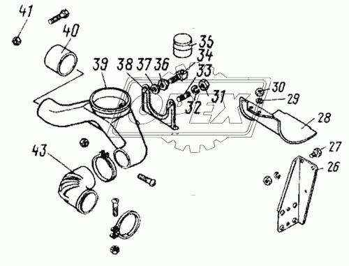5411-1109050 Фитинг Тройник L=410; 2вых.ф70/1вых.ф127 воздушного фильтра устан. на кабину со спал. местом КАМАЗ