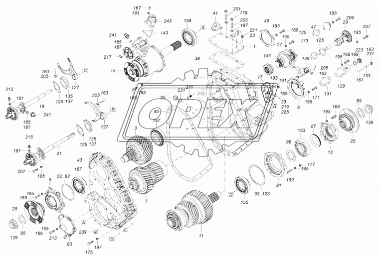 65111-1802150-10 Дифференциал раздаточной коробки Z=44 (крепление подшипника гайкой) подшипники с наружной обоймой КАМАЗ