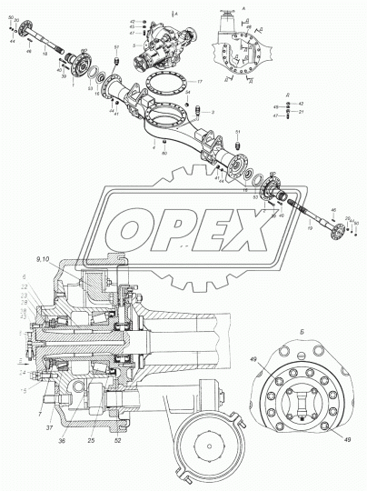 43114-2500025-10 Мост средний на z=49 (6.53); с блокировкой МКД и  АБС автоматические регулировочные рычаги КАМАЗ