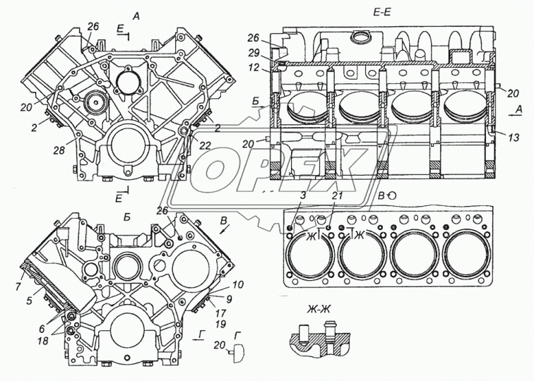740.13-1002010-10 Блок цилиндров (ТНВД BOSCH) КАМАЗ