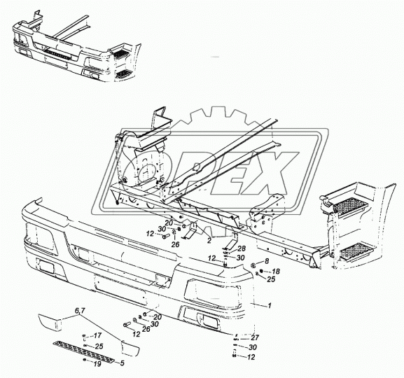 65115-8416015-50 Облицовка буфера КАМАЗ-ЕВРО3 рестайлинг КАМАЗ-УВК