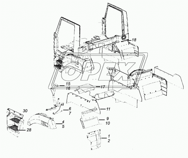 5308-8403111-50 Щиток подножки КАМАЗ-5308 левый; RAL1033 (для ОПЗЧ) РИАТ