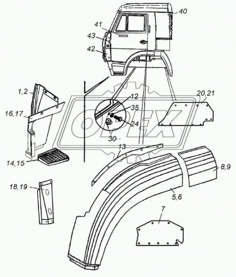 5460-8403175 Надставка крыла КАМАЗ-5460 левая (на кабину со спальником) L=330х370 КАМАЗ-УВК