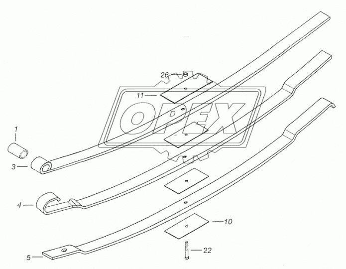 65115-2902102-15 Лист №2 рессоры КамАЗ передней (L=1880 мм., витое ухо) КамАЗ-65115-17,4308 ЧМЗ