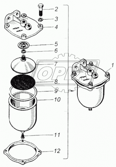 740.1105021-01 Отражатель (сталь) ф112; h=47; М14х1,5 К=20 в сборе с сеткой КАМАЗ