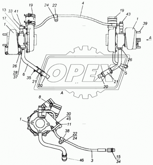 740.21-1118290 Трубка +шланг(в оплетке)ф12; L=670 Г=М18+К22/под штуцер ф14 подвода масла к ТКР; замена на -10 невзаимозаменяемы КАМАЗ