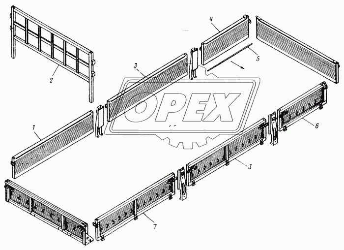 53212-8502100 Борт №3 L=1340х500 боковой правый в сборе КАМАЗ-УВК