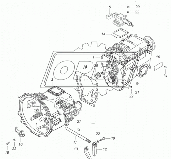 154.1700051 КПП с делителем, без транспортных деталей (под сц. MFZ-430) КАМАЗ КАМАЗ