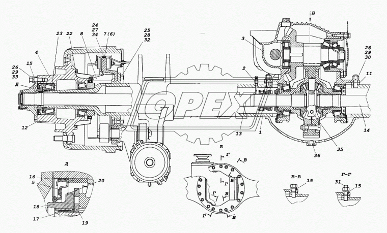 6540-3502011-12 Тормоз задний левый в сборе с трещеткой,кронштейном и энерго-ром КАМАЗ