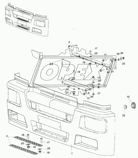 5460-8416015-50 Облицовка буфера КАМАЗ-ЕВРО3 широкая с п/тум.фар рестайлинг КАМАЗ-УВК